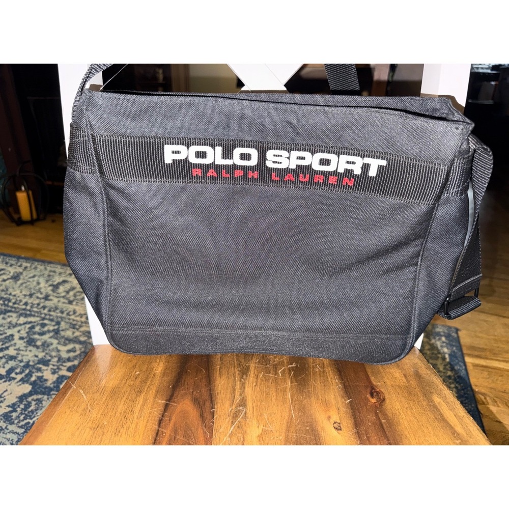 Y2K Polo Sport Ralph Lauren Black Canvas Bag Crossbody Vintage 90s Style
